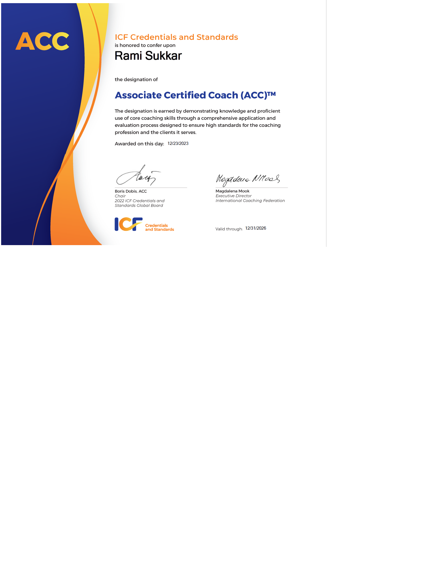 Associate Certified Coach (ACC)